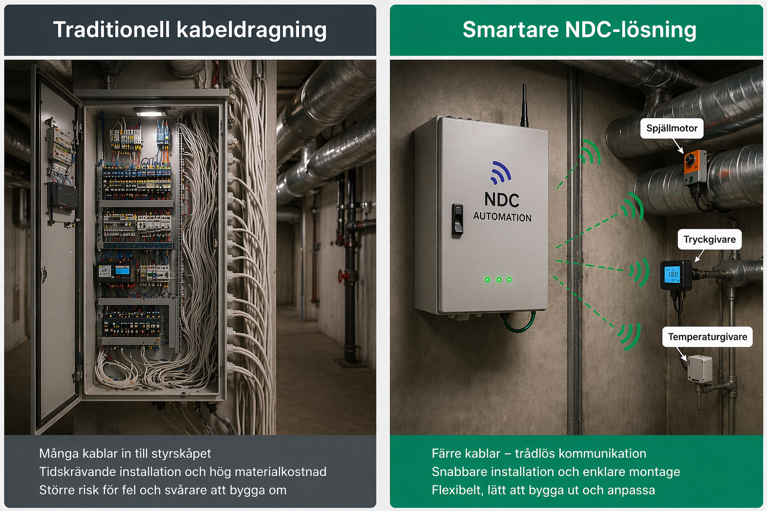 Skillnad mellan traditionell kabeldragning och smart NDC-lösning